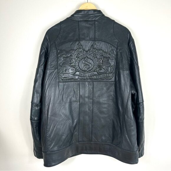 VINTAGE Davoucci Bomber Biker Genuine Leather Jacket XL - Picture 10 of 10